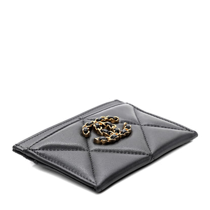 Chanel Lambskin Quilted Chanel 19 Card Holder Dark Grey 3 of 4