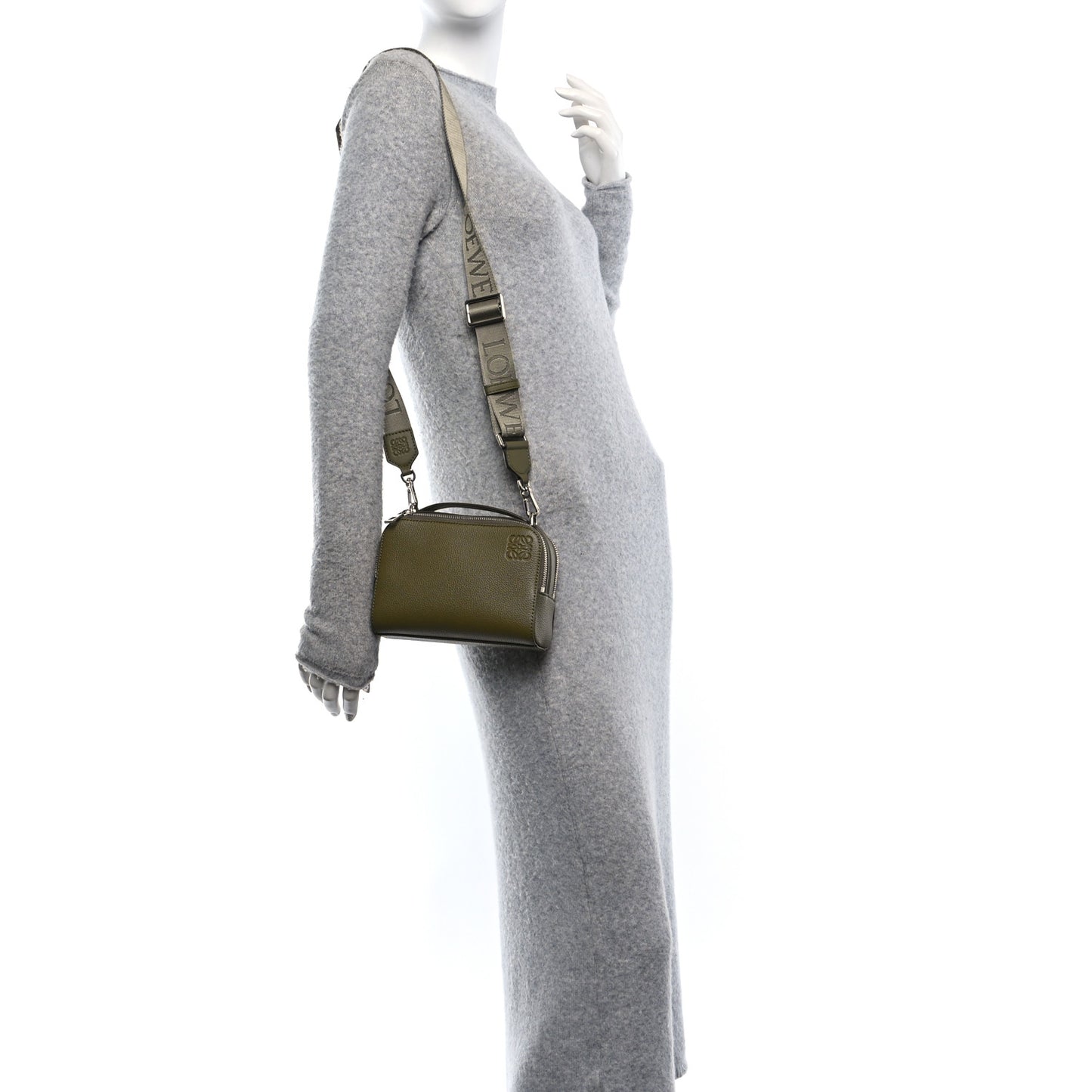 Soft Grained Calfskin Mini Camera Bag Khaki Green