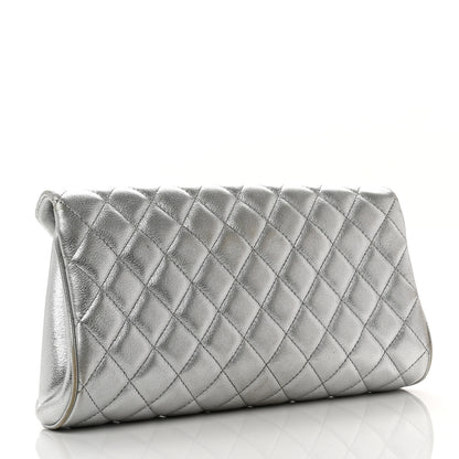 Chanel Metallic Calfskin Quilted Fold Up Again Clutch Silver 3 of 10
