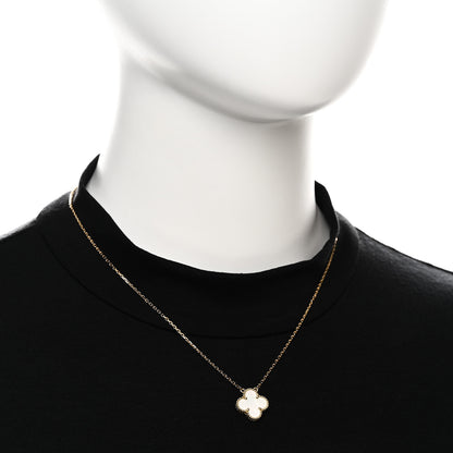 Van Cleef & Arpels 18K Yellow Gold Mother of Pearl Vintage Alhambra Pendant Necklace 2 of 8