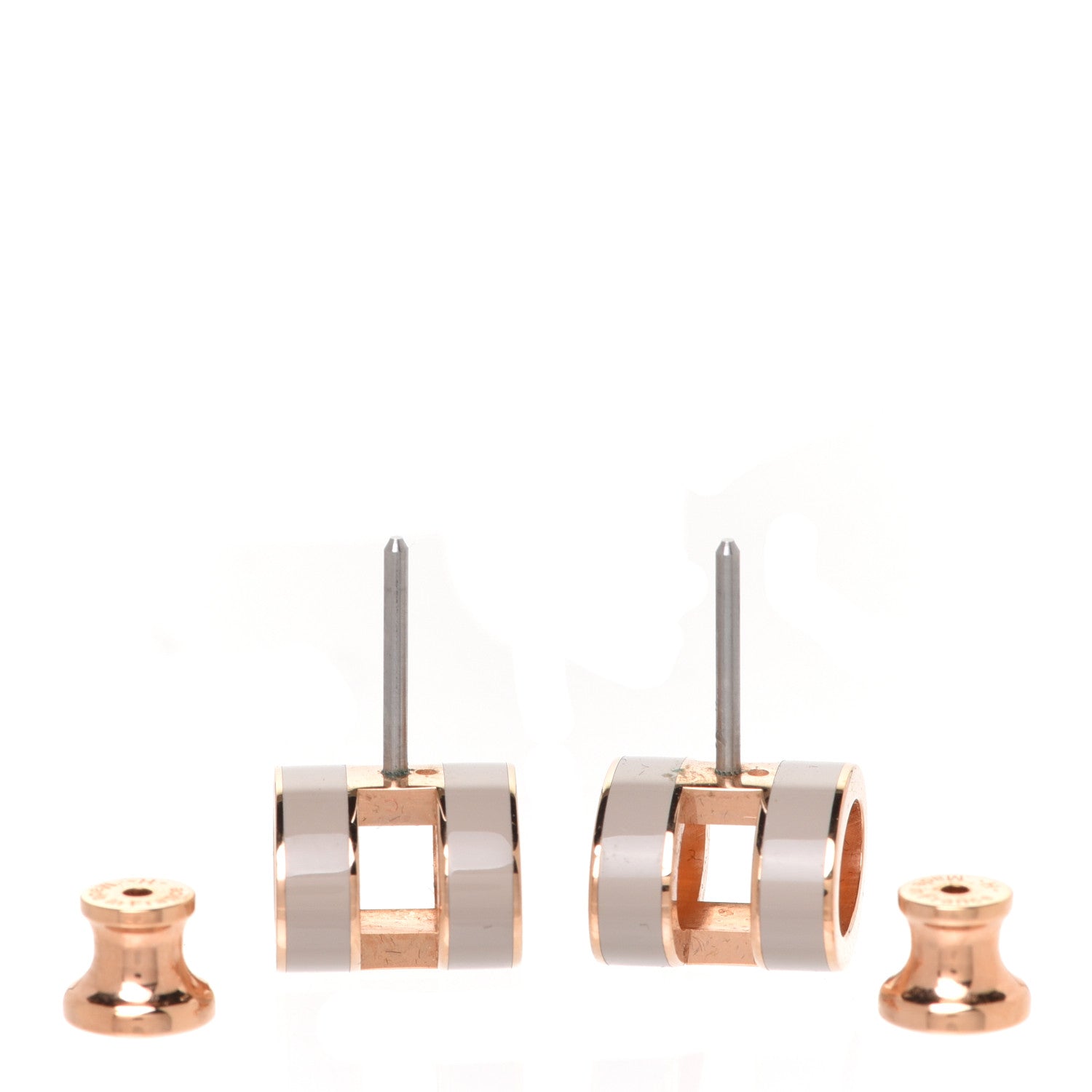 Hermes Rose Gold Lacquered Pop H Earrings Marron Glace 3 of 6