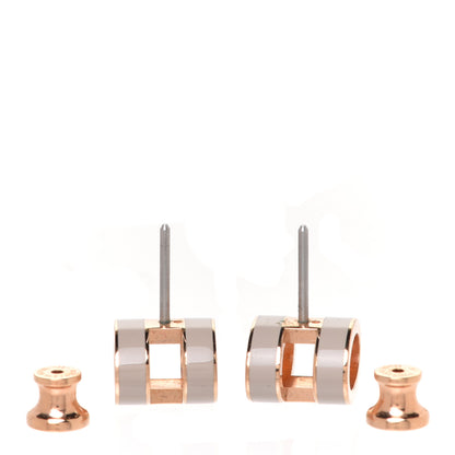 Hermes Rose Gold Lacquered Pop H Earrings Marron Glace 3 of 6