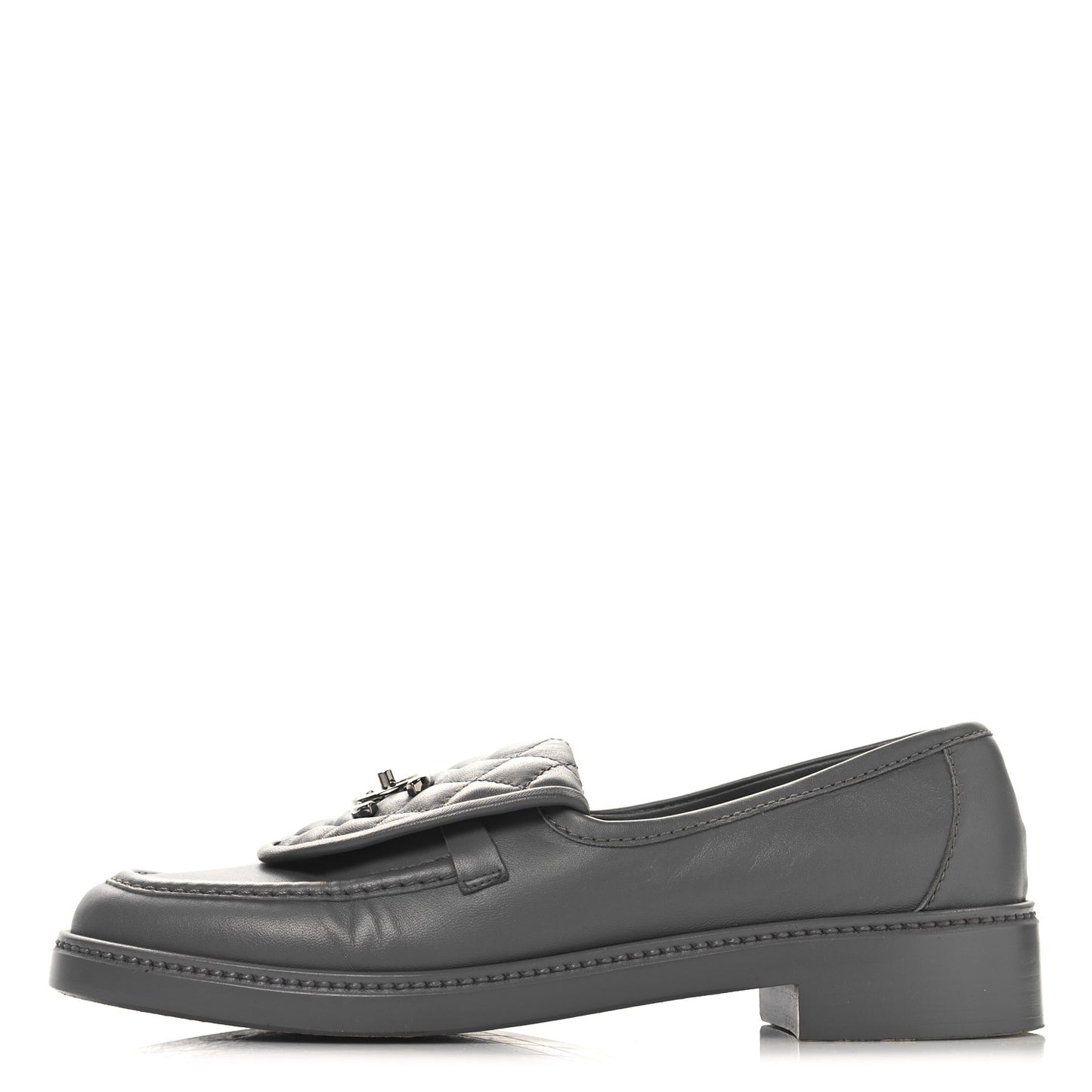 Lambskin Quilted CC Turnlock Loafers 40.5 Grey