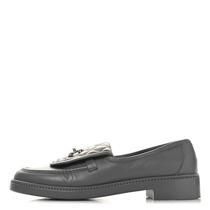 Chanel Lambskin Quilted CC Turnlock Loafers 40.5 Grey 1 of 9