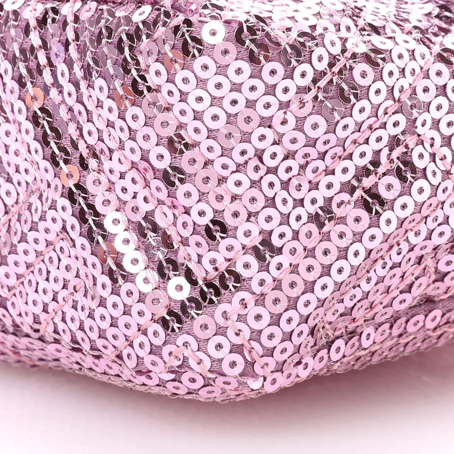 Fendi Ricamo Sequin Paillettes Vitello Grace FF Mini Baguette Rosa