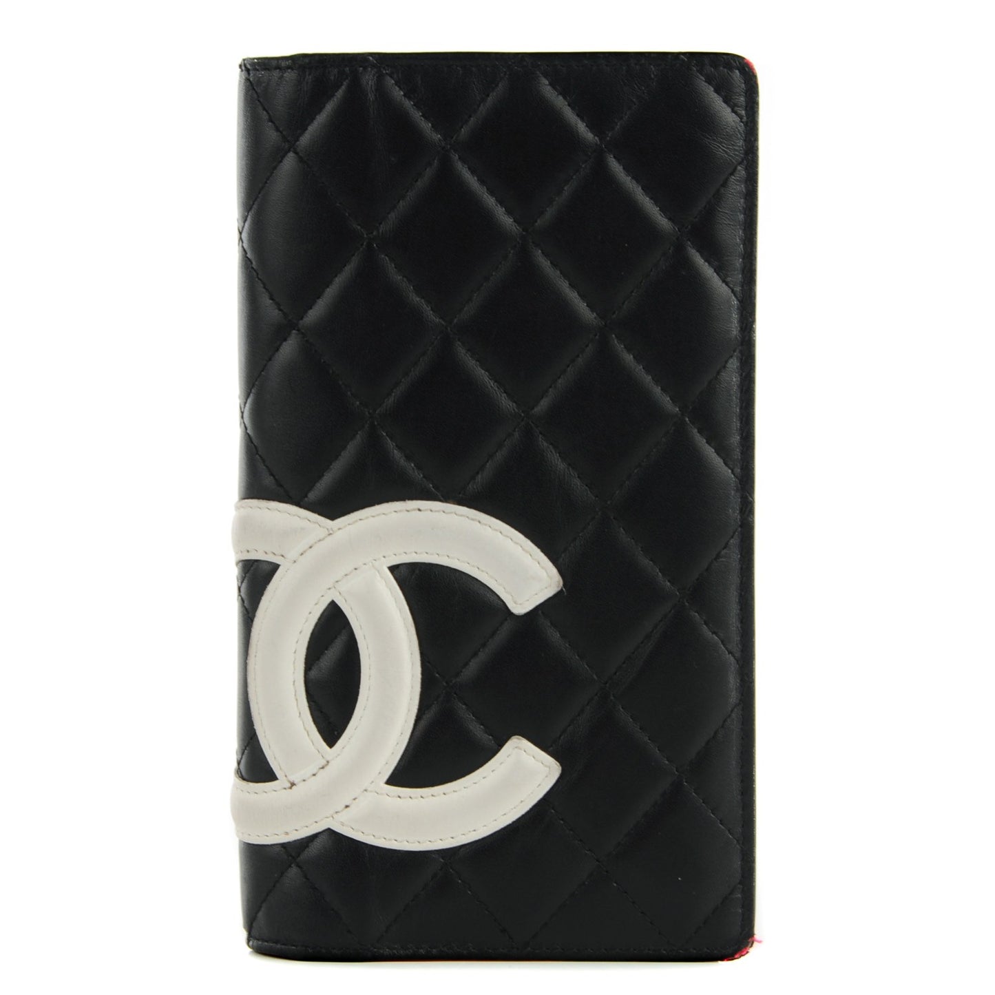 Calfskin Quilted Cambon Yen Wallet Black White