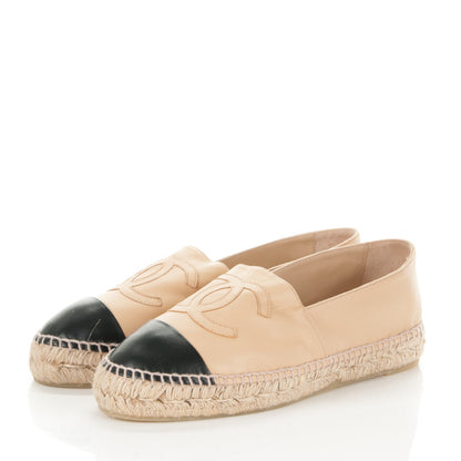 Chanel Lambskin CC Espadrilles 41 Beige Black 3 of 7