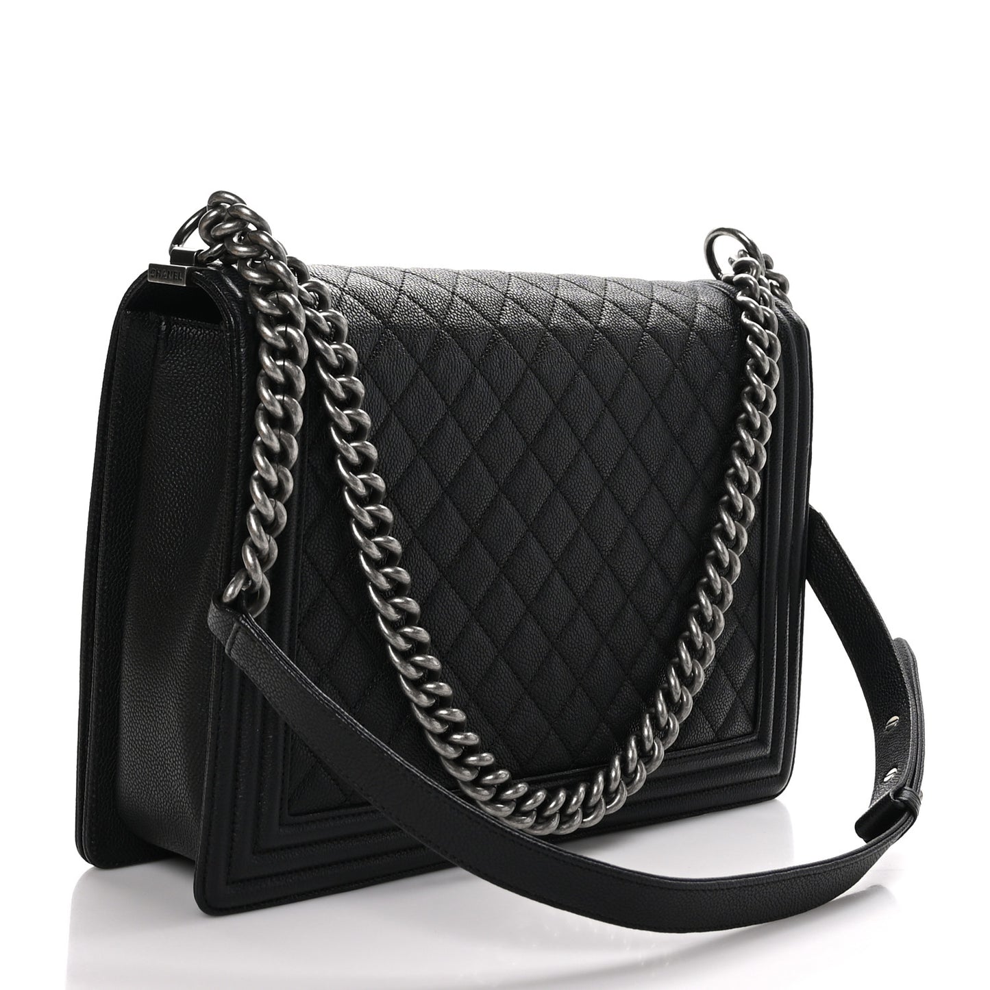 Caviar Quilted Large Boy Flap Black