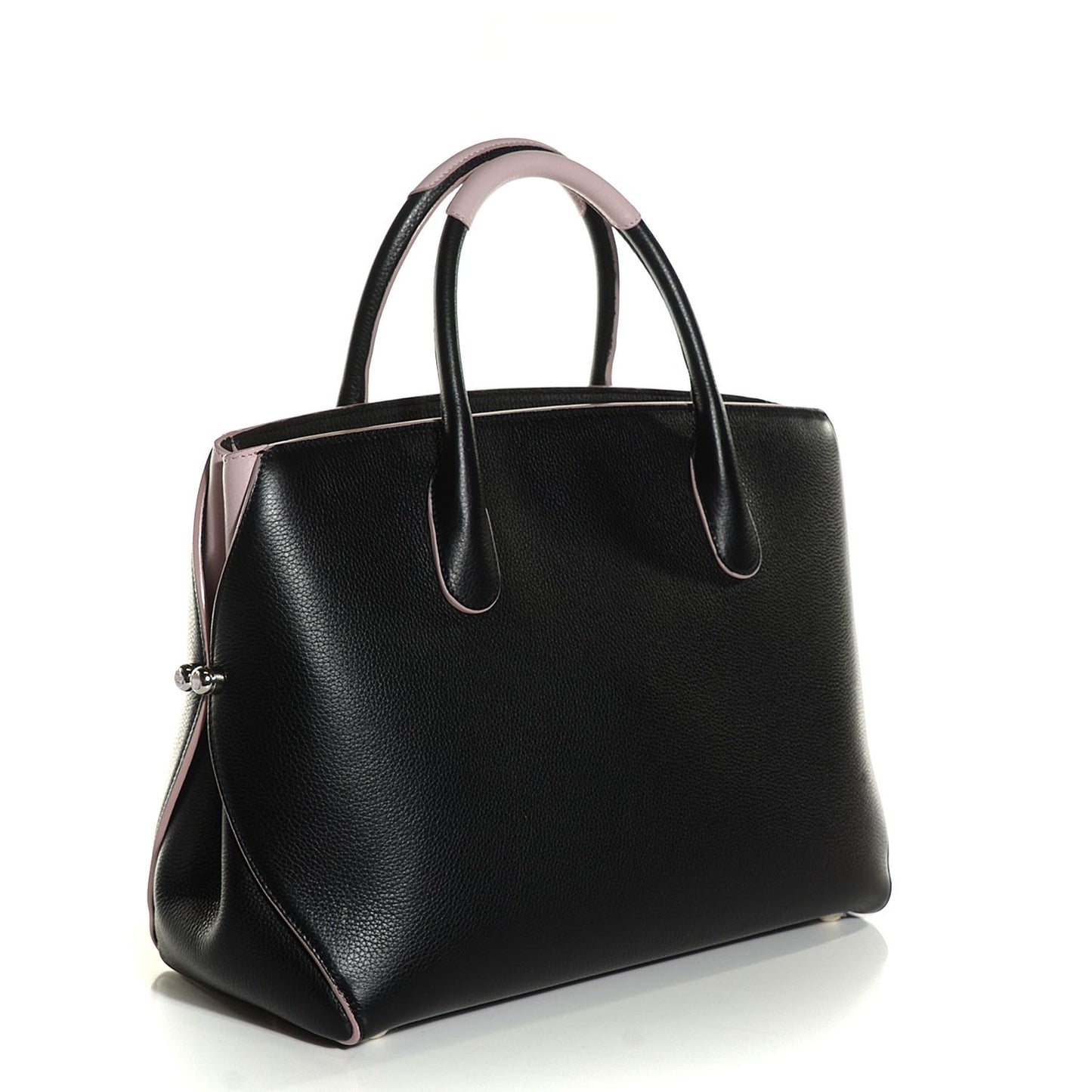 Grained Calfskin Bi Color Dior Bar Tote Black Rose Dragee