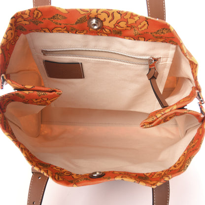 Loewe Canvas Calfskin Ibiza Floral Print Paulas Tote Orange 6 of 9