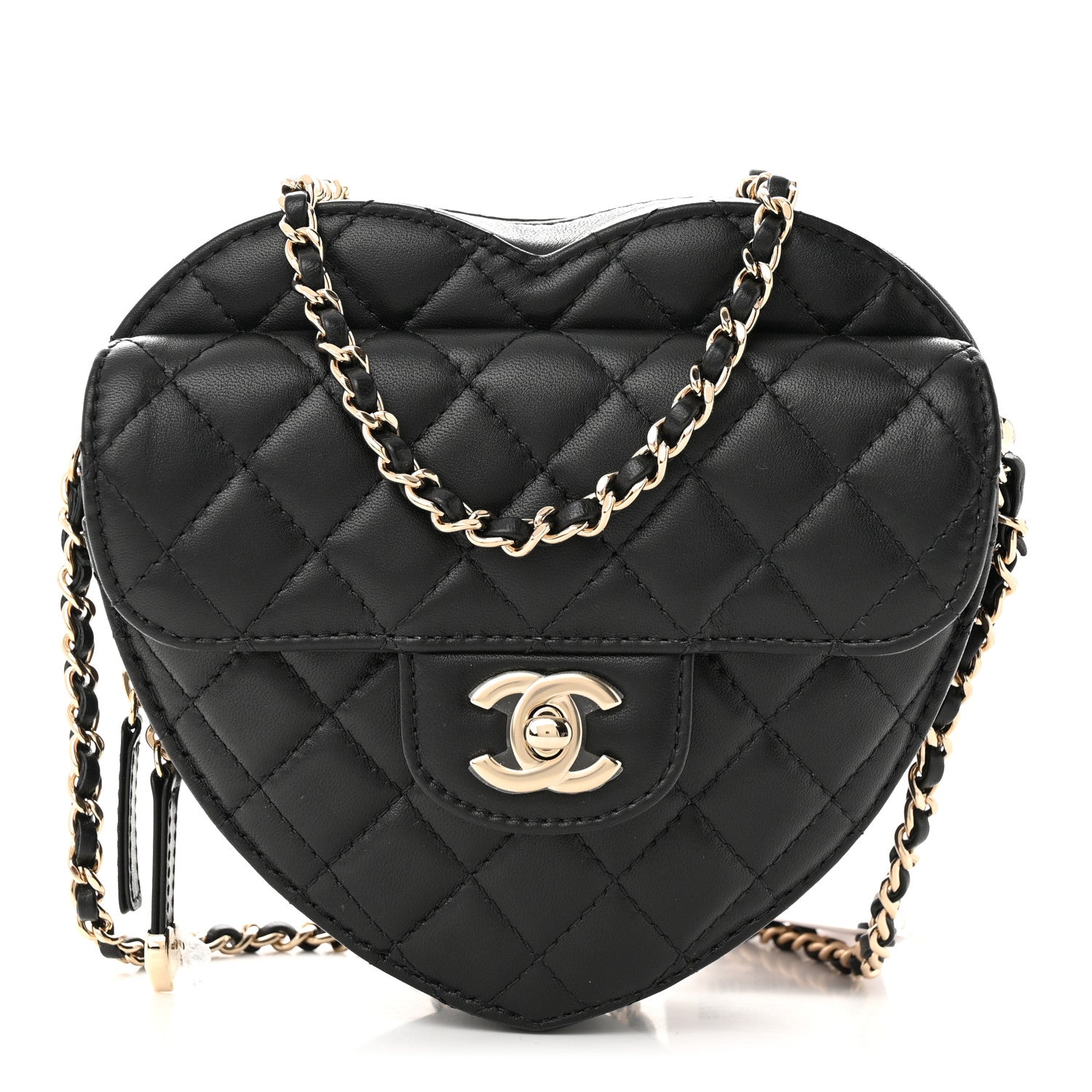 Chanel Lambskin Quilted CC In Love Heart Bag Black 1 of 10