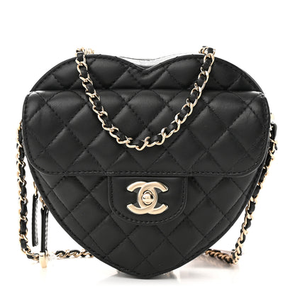 Chanel Lambskin Quilted CC In Love Heart Bag Black 1 of 10