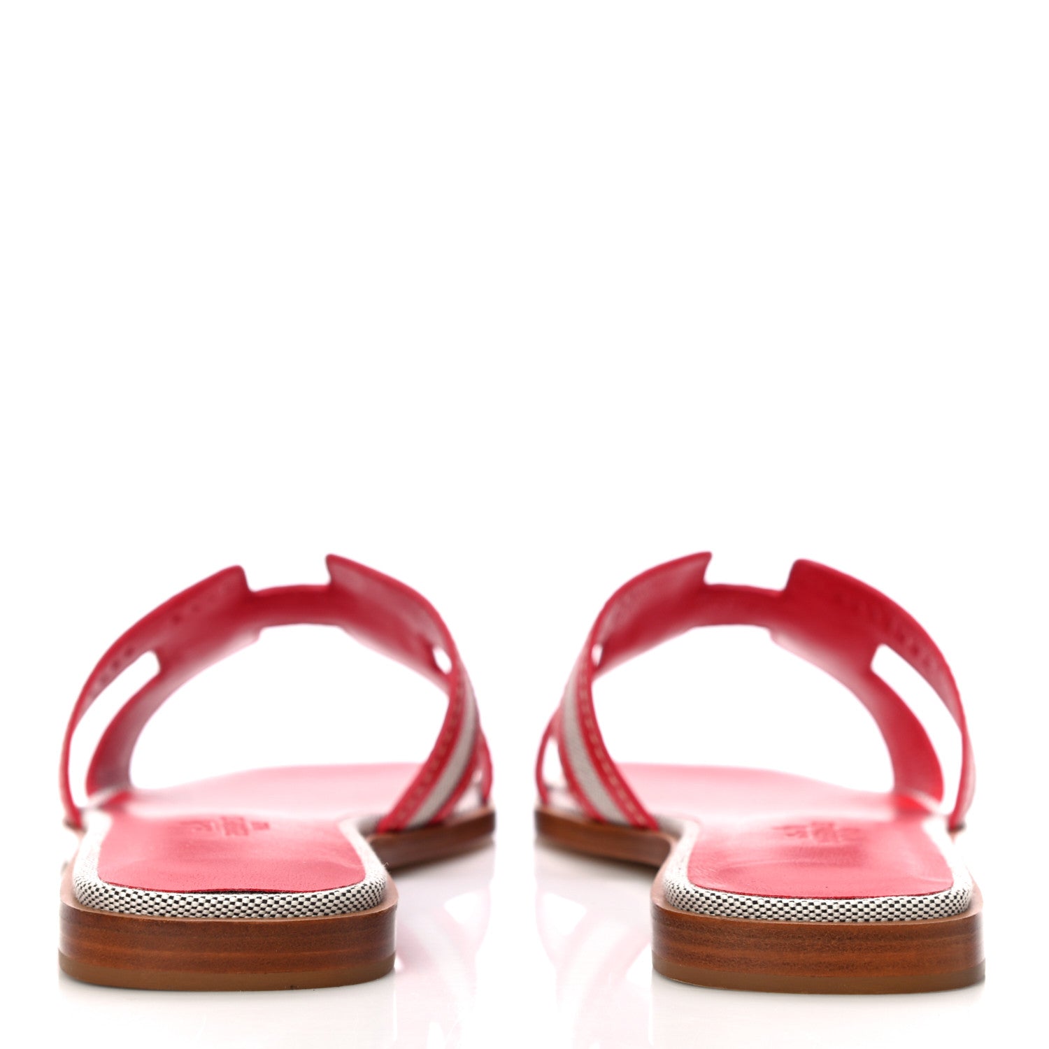 Hermes Canvas Calfskin Oran Sandals 37 Prunoir Rouge A Levre 6 of 9