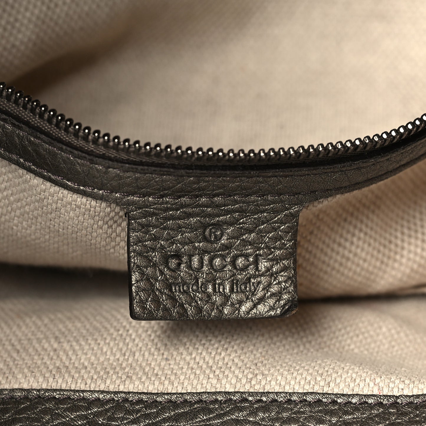 Metallic Pebbled Calfskin Large Soho Chain Shoulder Bag Golden Beige