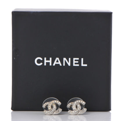 Chanel Crystal Timeless CC Earrings Silver 7 of 7