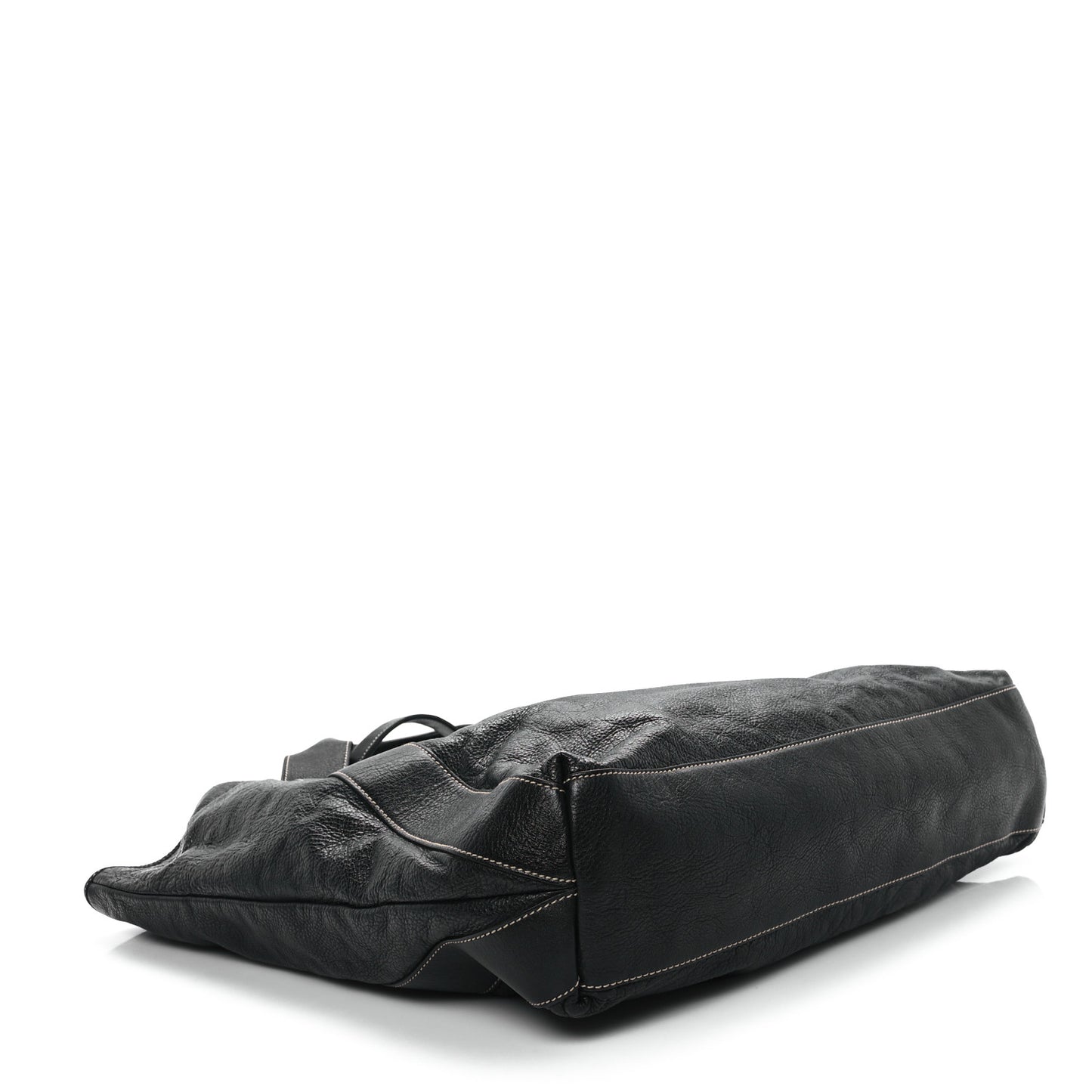Leather Large Tote Unisex Black