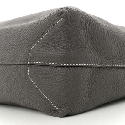 Hermes Taurillon Clemence Double Sens 36 Reversible Tote Etain Bleu Electrique 16 of 16