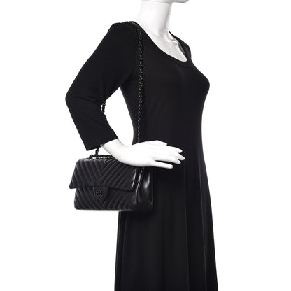 Chanel Lambskin Chevron Quilted Medium Double Flap So Black 2 of 21