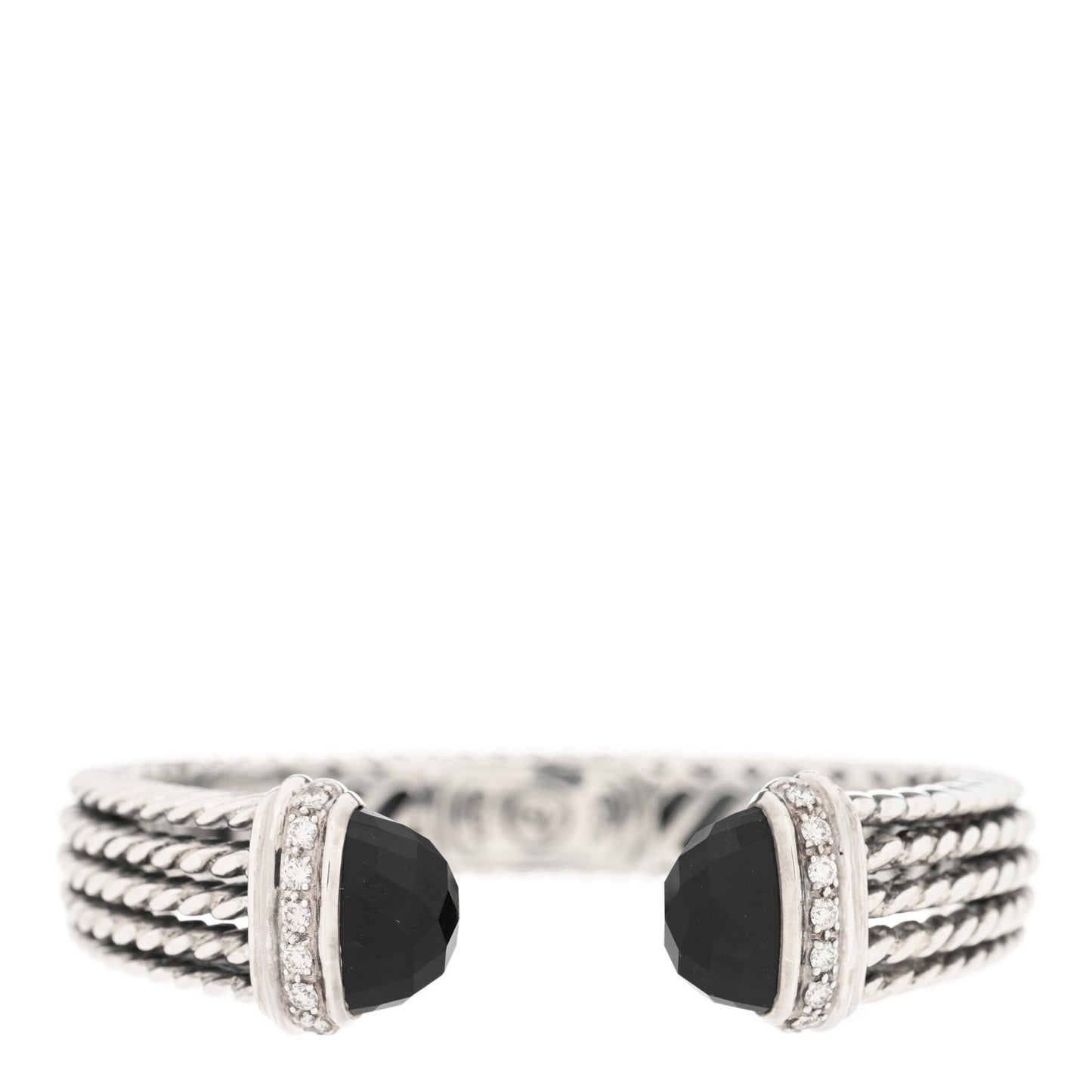 Sterling Silver Diamond Black Onyx Wheaton Cuff Bracelet