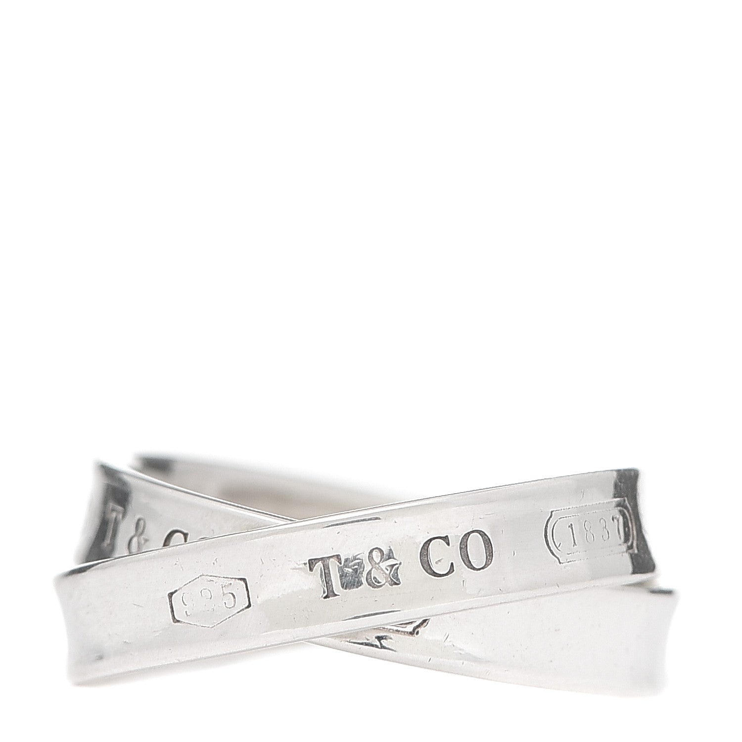 Tiffany Sterling Silver 1837 Interlocking Ring 48 4.5 1 of 5