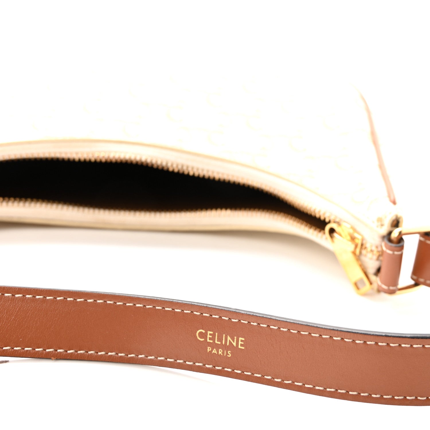 Celine Canvas Calfskin Ava Triomphe Shoulder Bag White 6 of 10