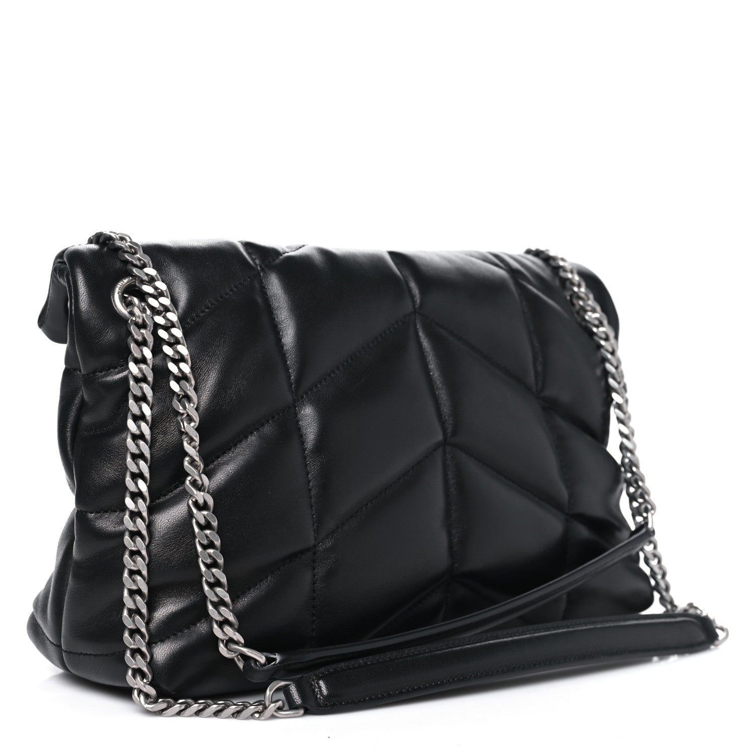 Saint Laurent Lambskin Quilted Small Loulou Puffer Monogram Chain Satchel Black 2 of 11