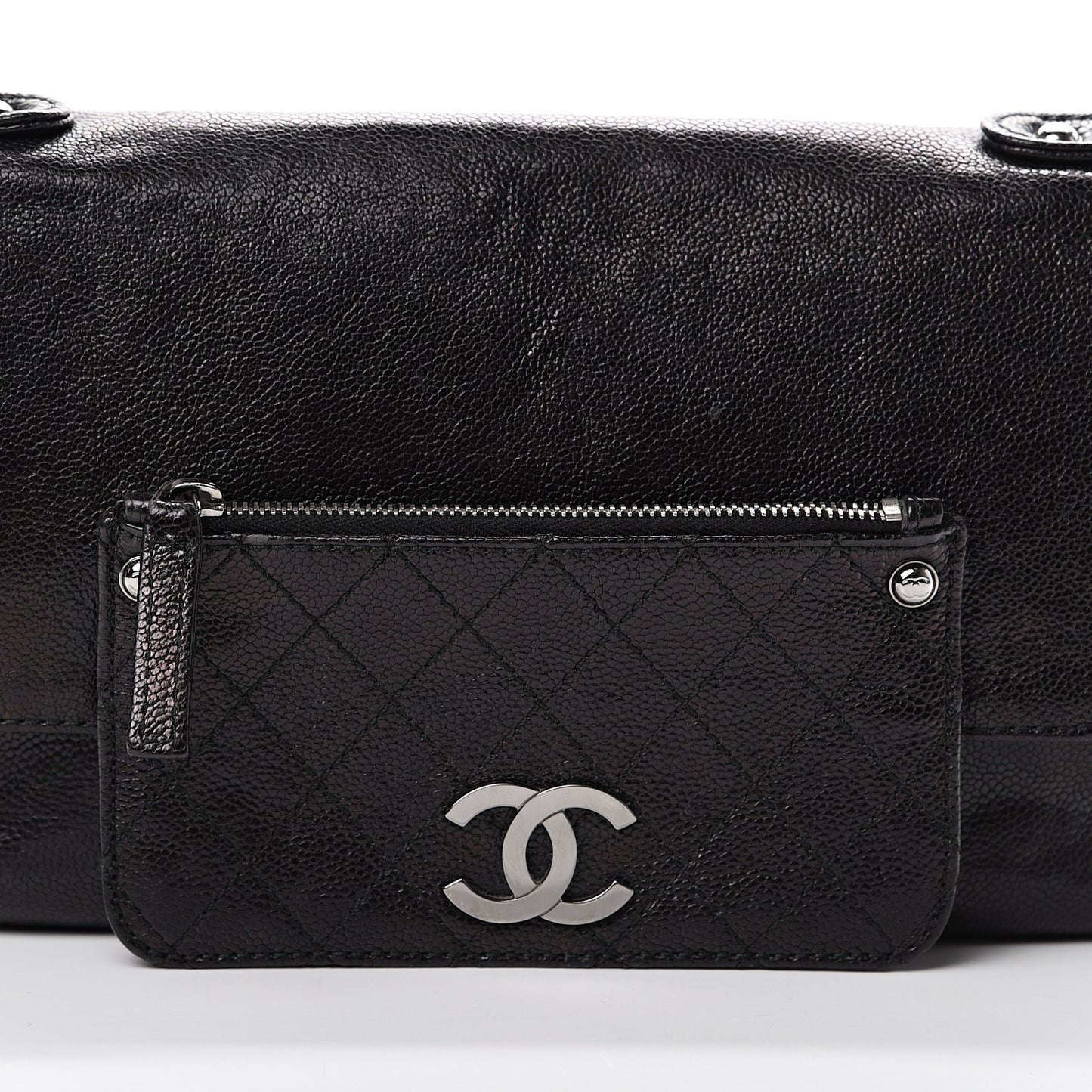 Glazed Caviar Small Pocket In The City Shoulder Bag Black
