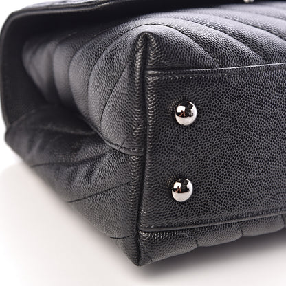 Chanel Caviar Chevron Quilted Mini Coco Handle Flap Black 5 of 9