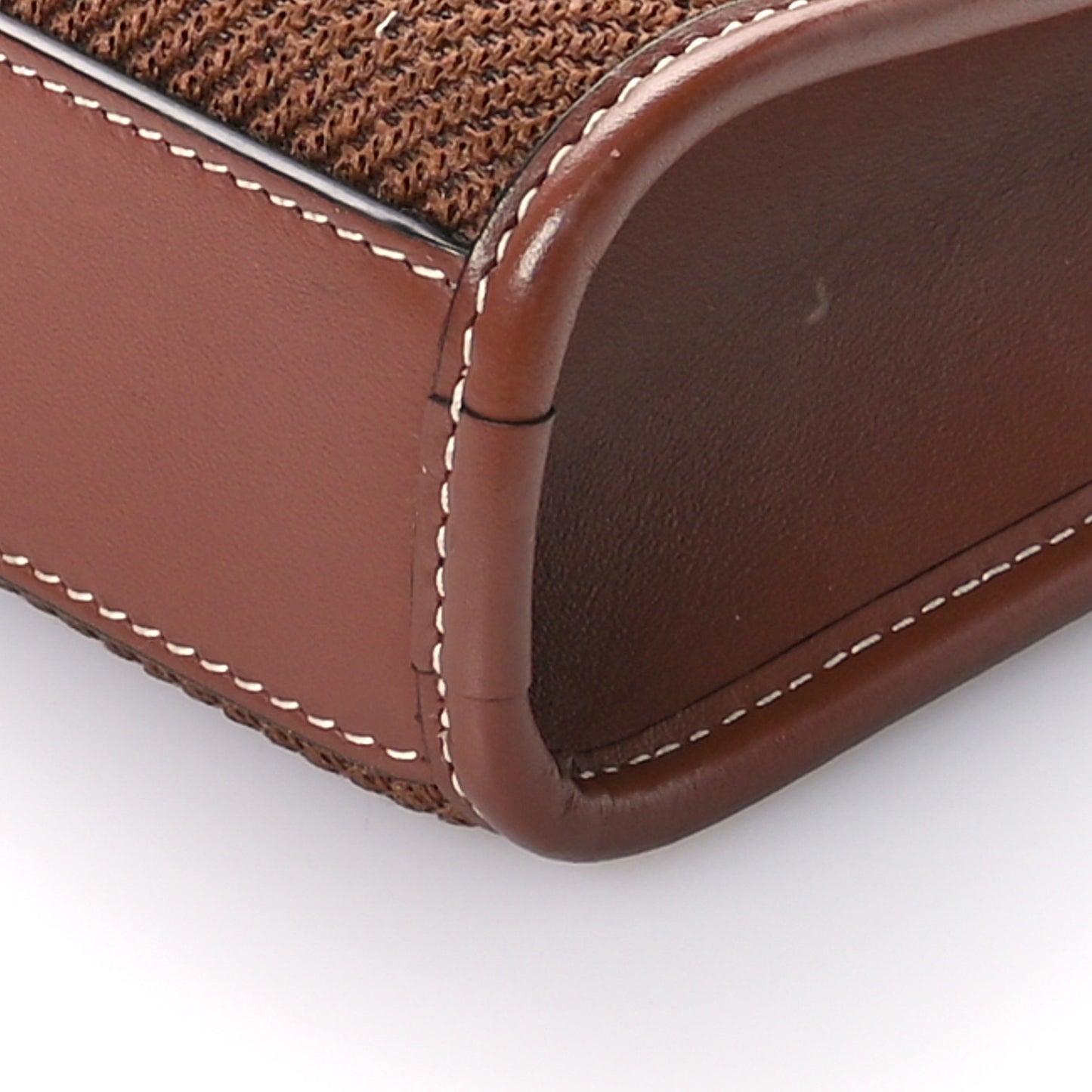 Smooth Calfskin Canvas Check Mini Pocket Bag Dark Birch Brown