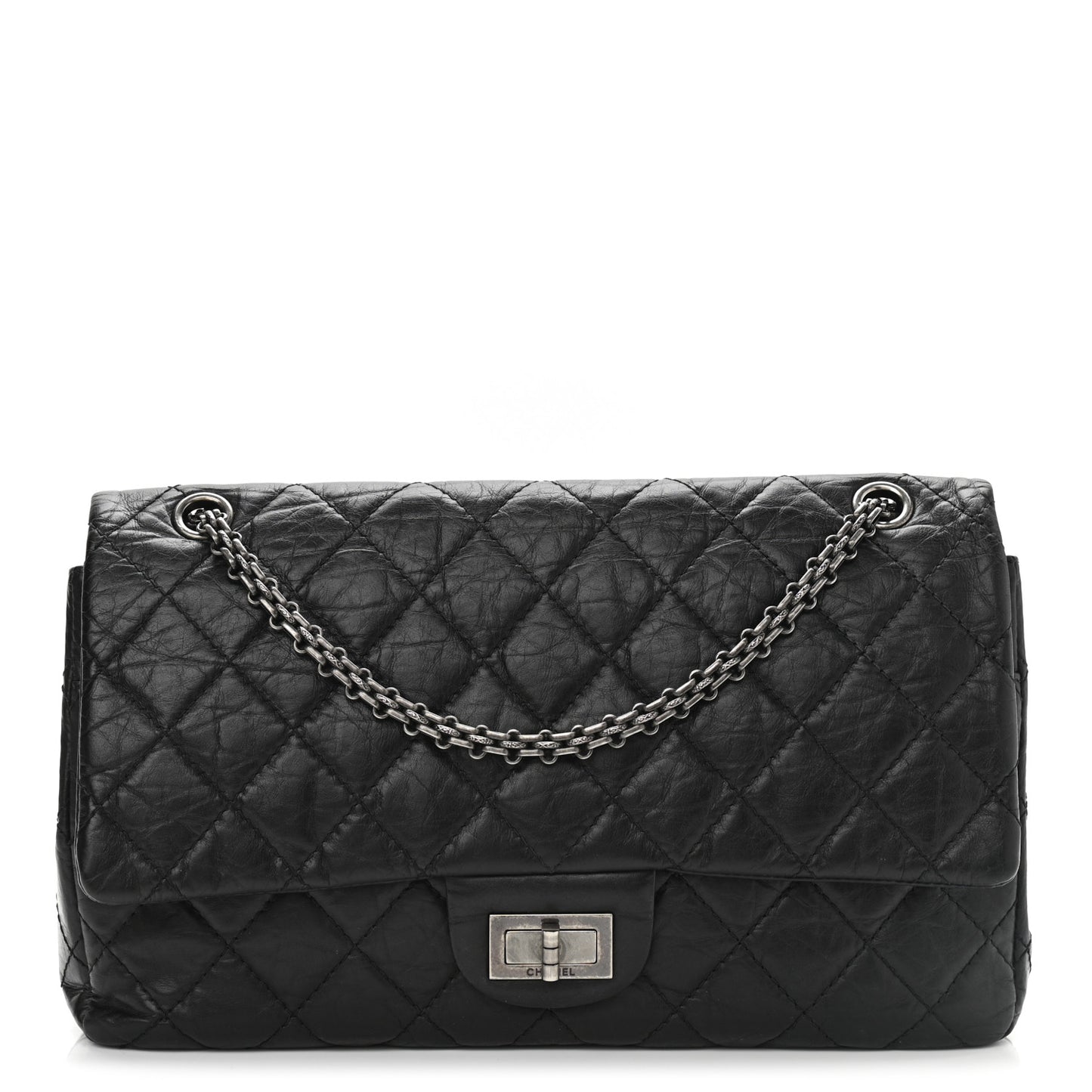 Aged Calfskin Quilted 2.55 Reissue 227 Flap Black