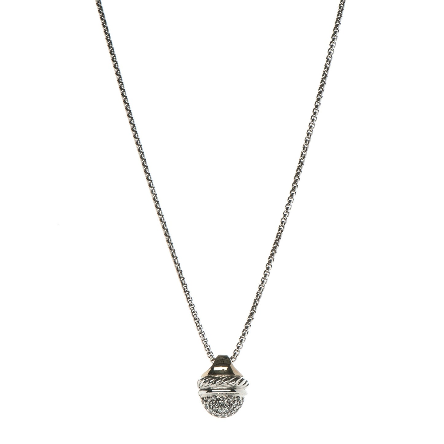 Sterling Silver 18K yellow Gold Diamond Acorn Necklace