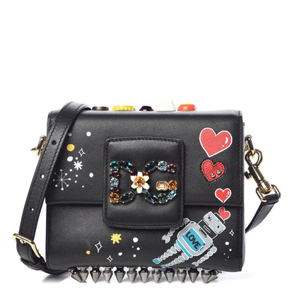 Dolce & Gabbana Crystal Embellished Calfkskin Mini Milennials Robot Satchel Black 1 of 11