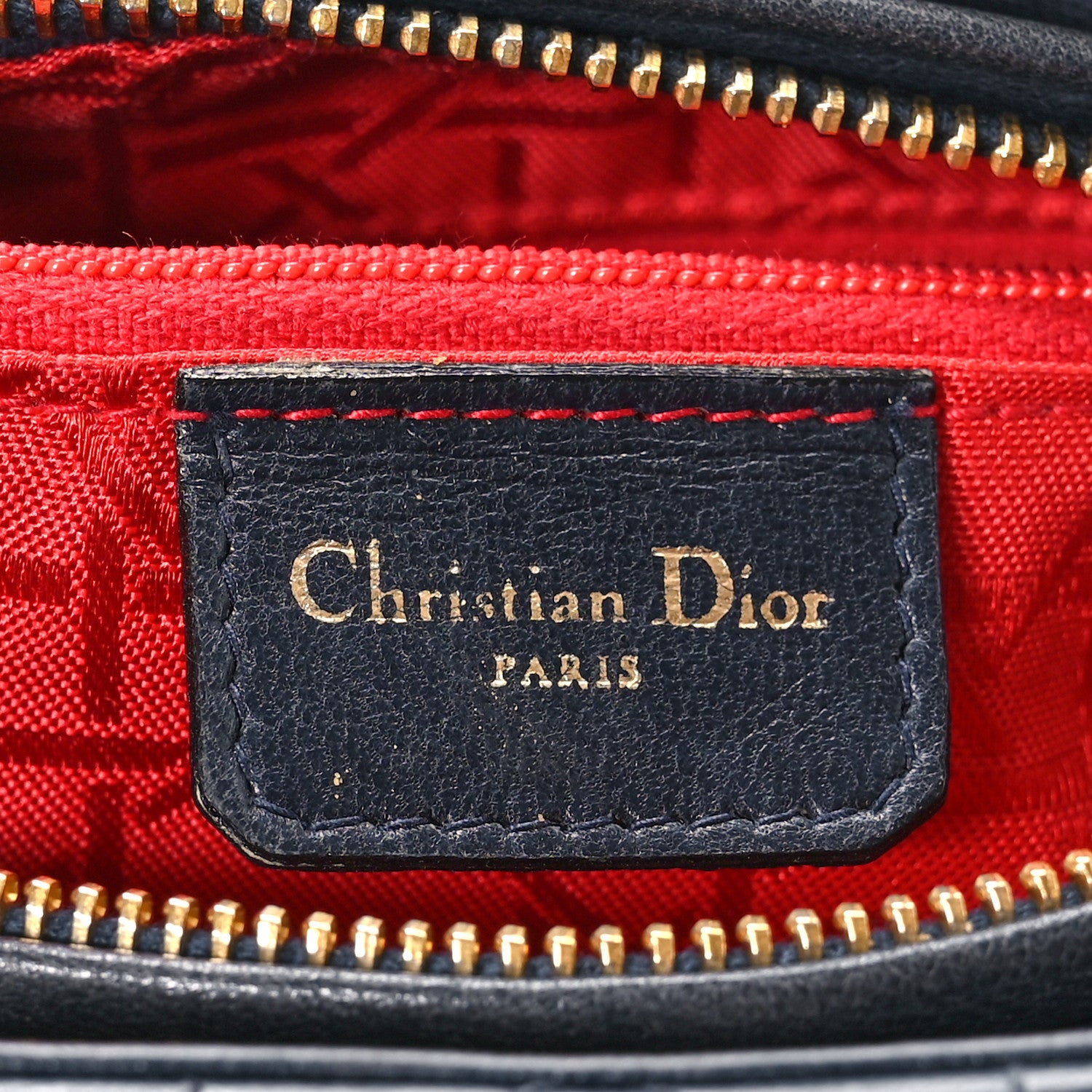 Christian Dior Lambskin Cannage Medium Lady Dior Navy Blue 6 of 11