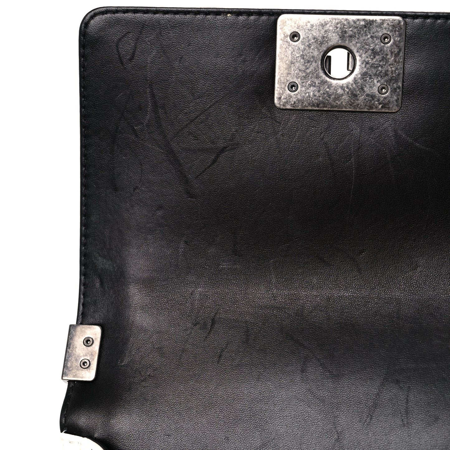 Lambskin Quilted Small Boy Flap Black White