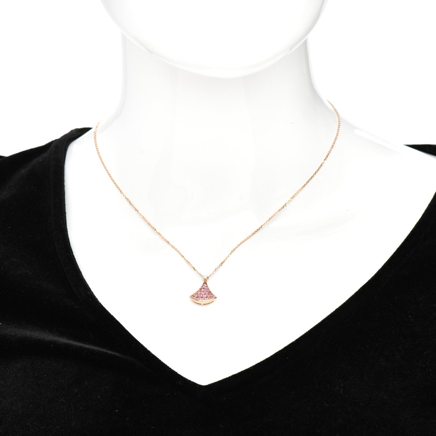 18K Rose Gold Diamond Pink Sapphire Divas' Dream Pendant Necklace
