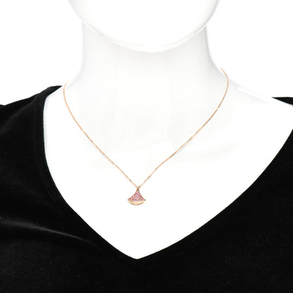 Bulgari 18K Rose Gold Diamond Pink Sapphire Divas' Dream Pendant Necklace 2 of 6