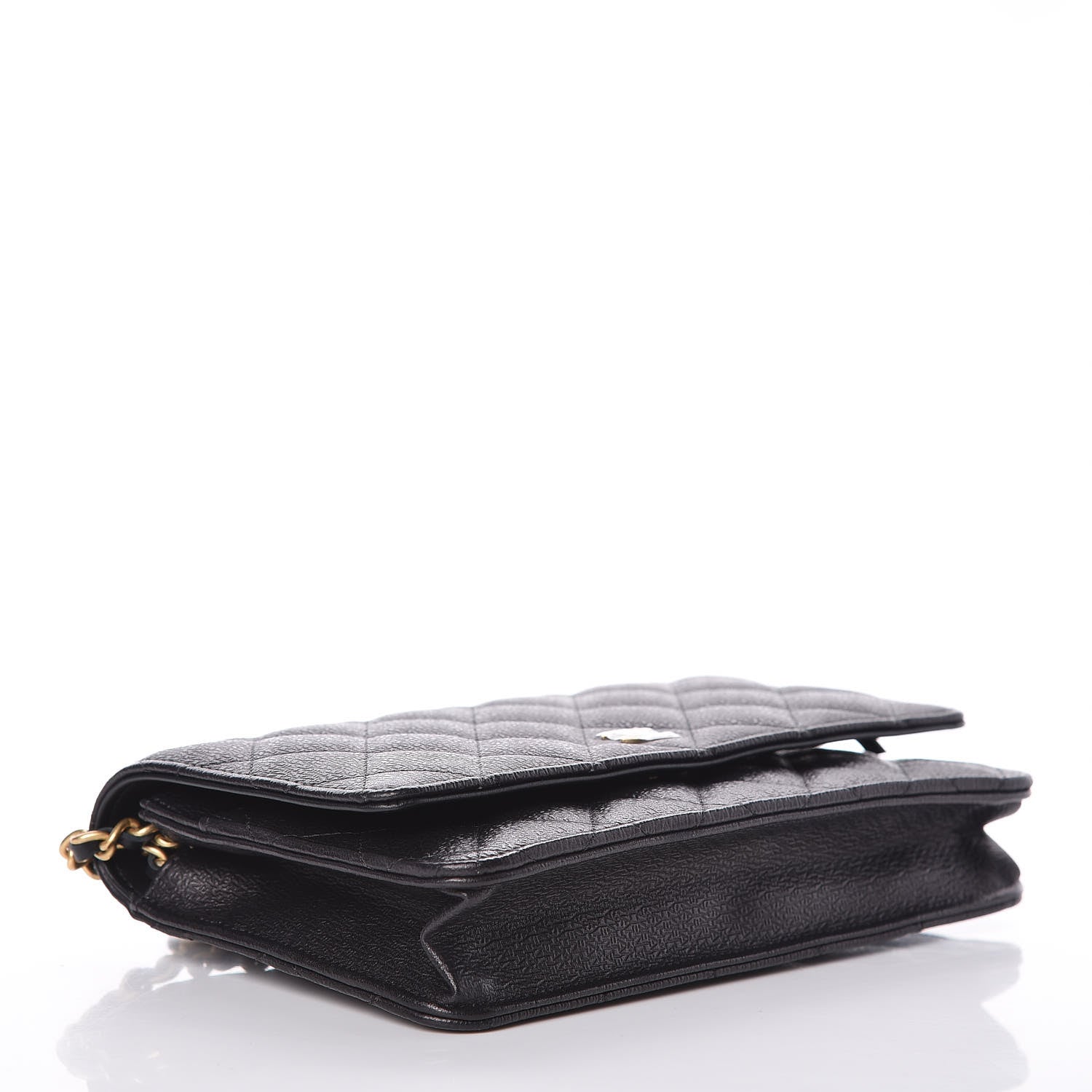Chanel Letter Calfskin Embossed Quilted Wallet On Chain WOC Black 4 of 9
