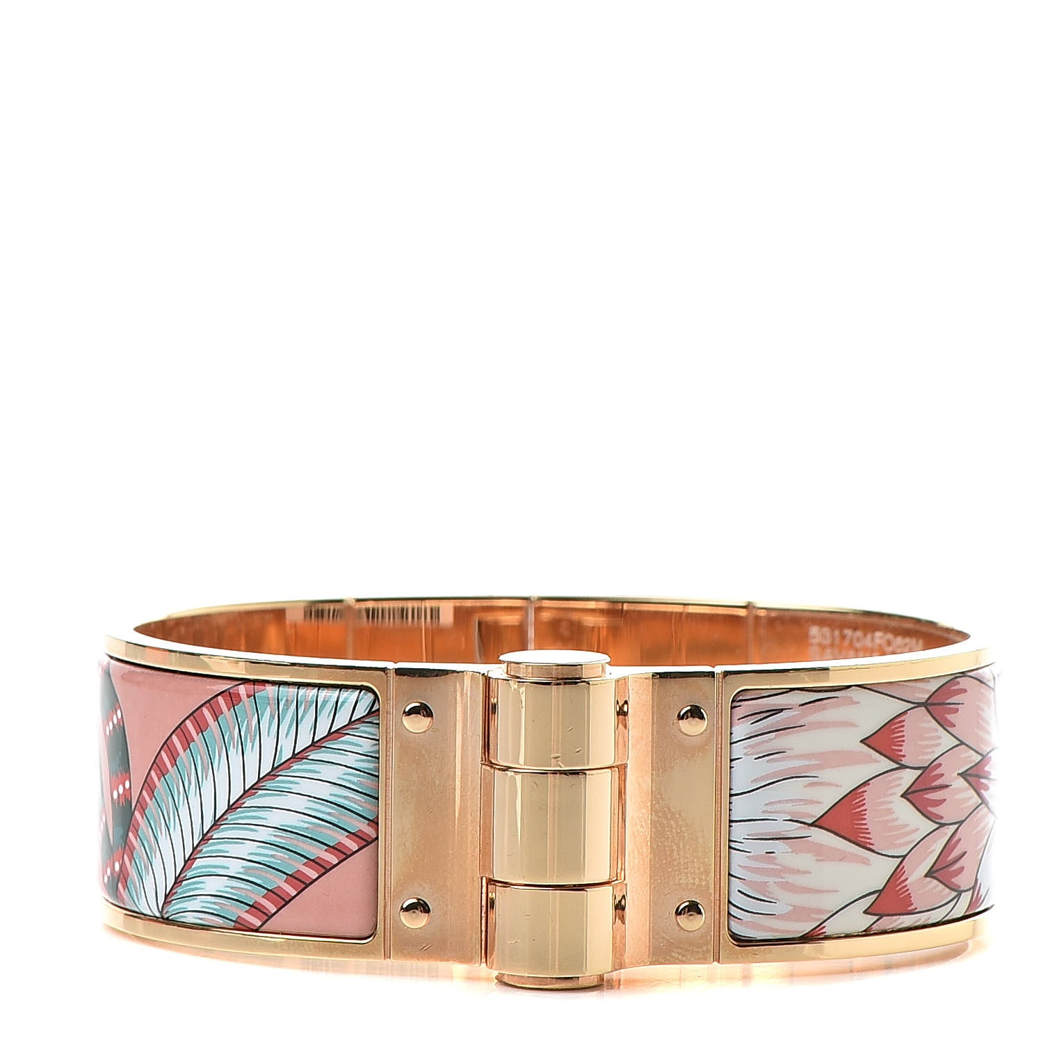 Hermes Enamel Printed Wide Charniere Savana Dance Hinged Bracelet M Baroque 1 of 6