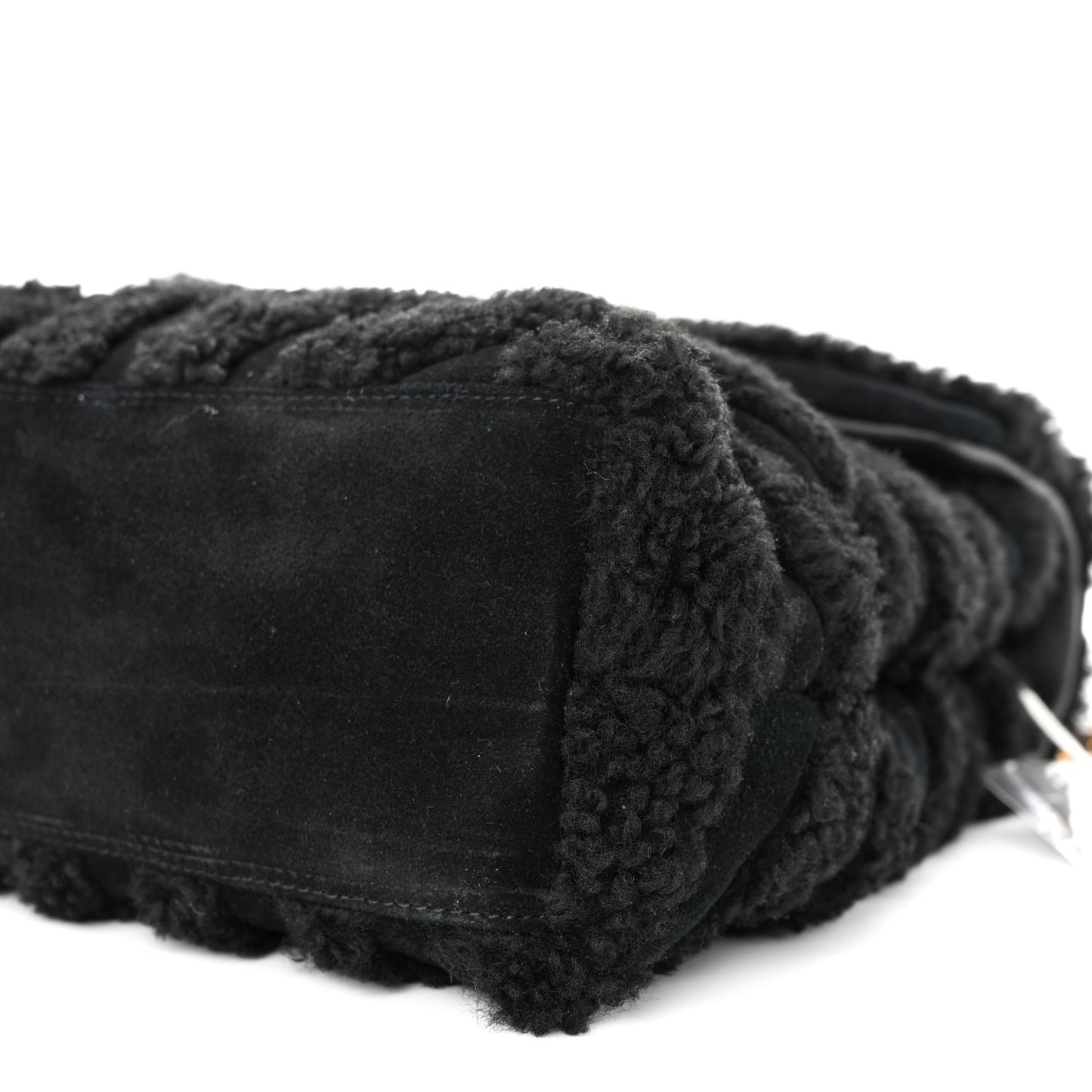 Shearling Y Quilted Monogram Medium Loulou Chain Satchel Black