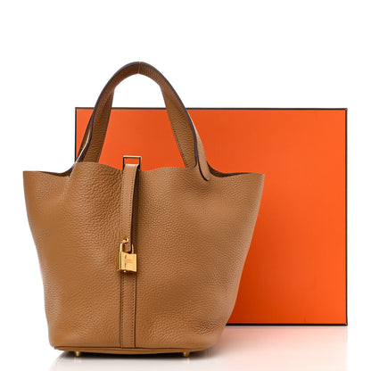 Hermes Taurillon Clemence Picotin Lock 22 MM Biscuit 11 of 11