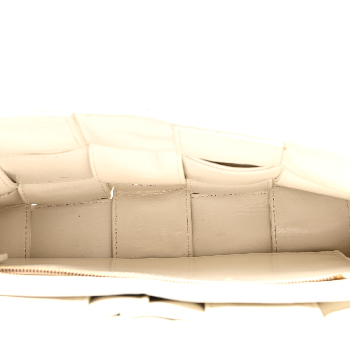 Calfskin Intreccio Plisse Cassette Crossbody Bag White