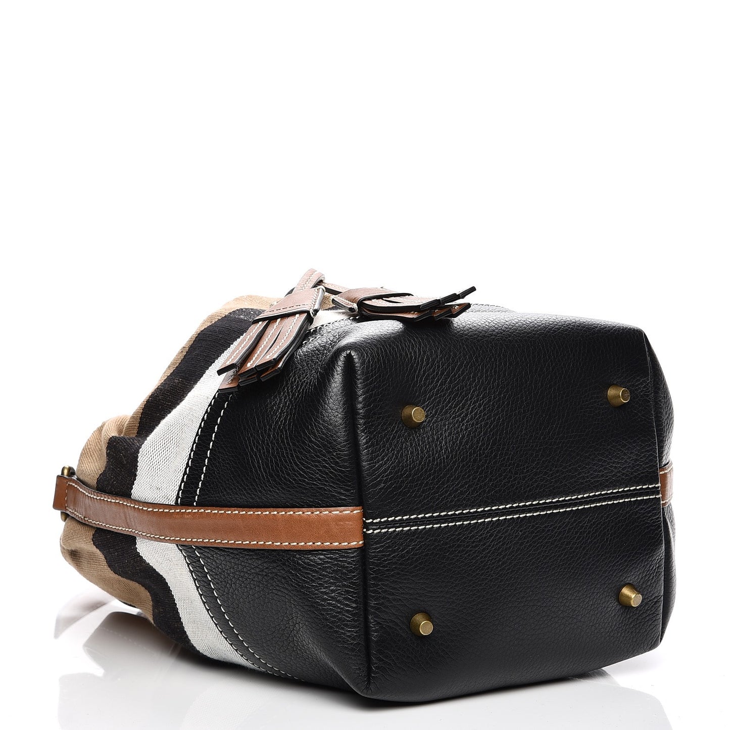 Canvas Mega Check Small Bucket Tan