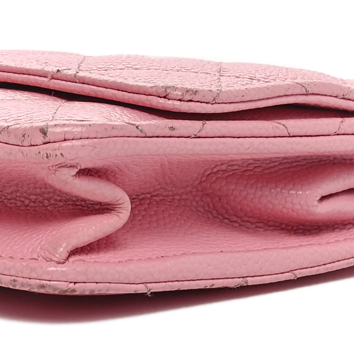Caviar Quilted Chain CC Wallet On Chain WOC Pink