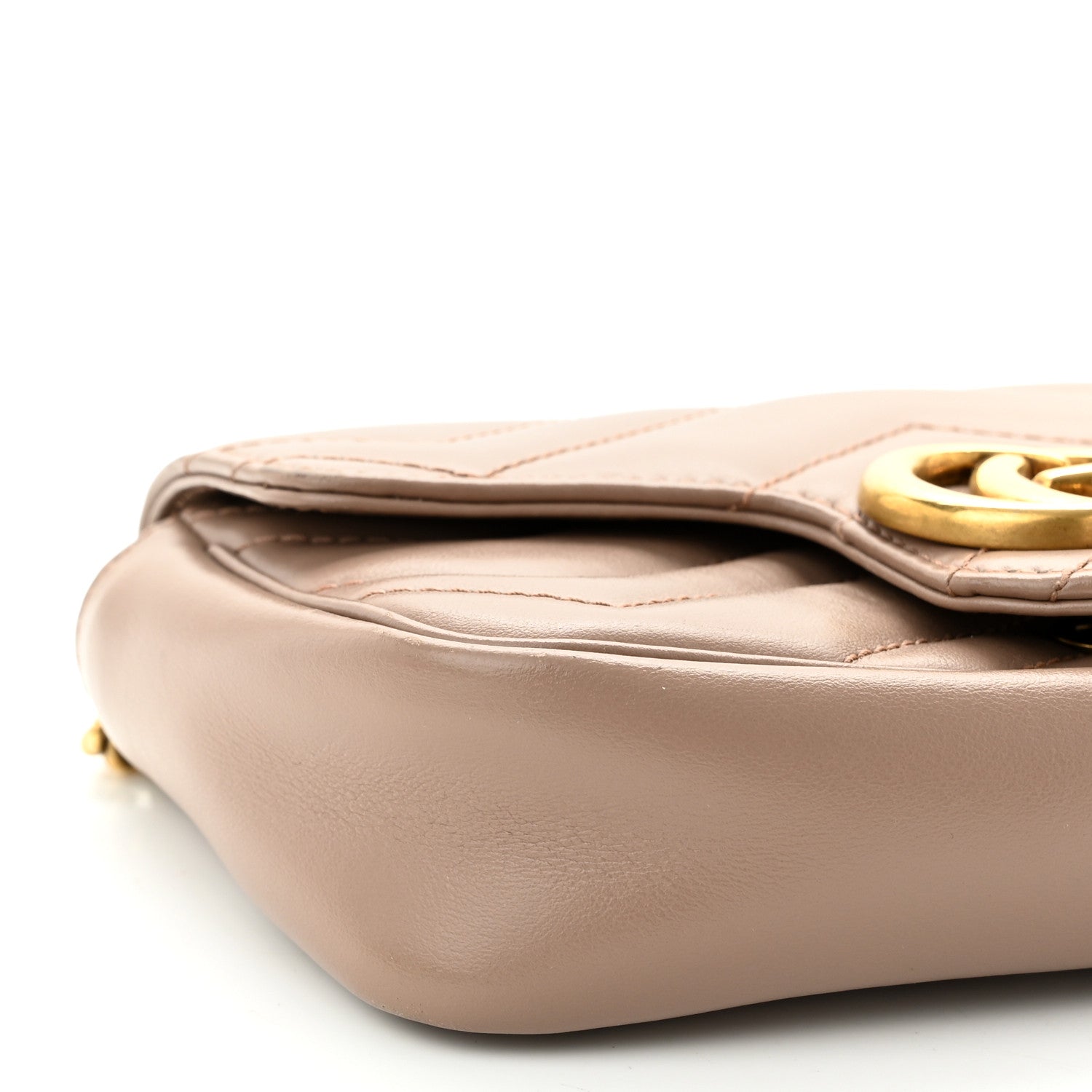 Gucci Calfskin Matelasse Super Mini GG Marmont Shoulder Bag Porcelain Rose 10 of 11