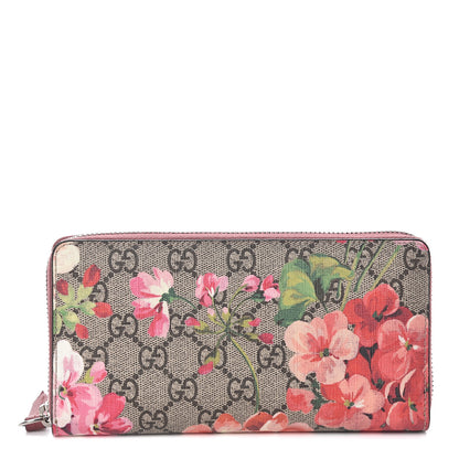 Gucci GG Supreme Monogram Blooms Zip Around Wallet Beige Multicolor Dry Rose 1 of 7