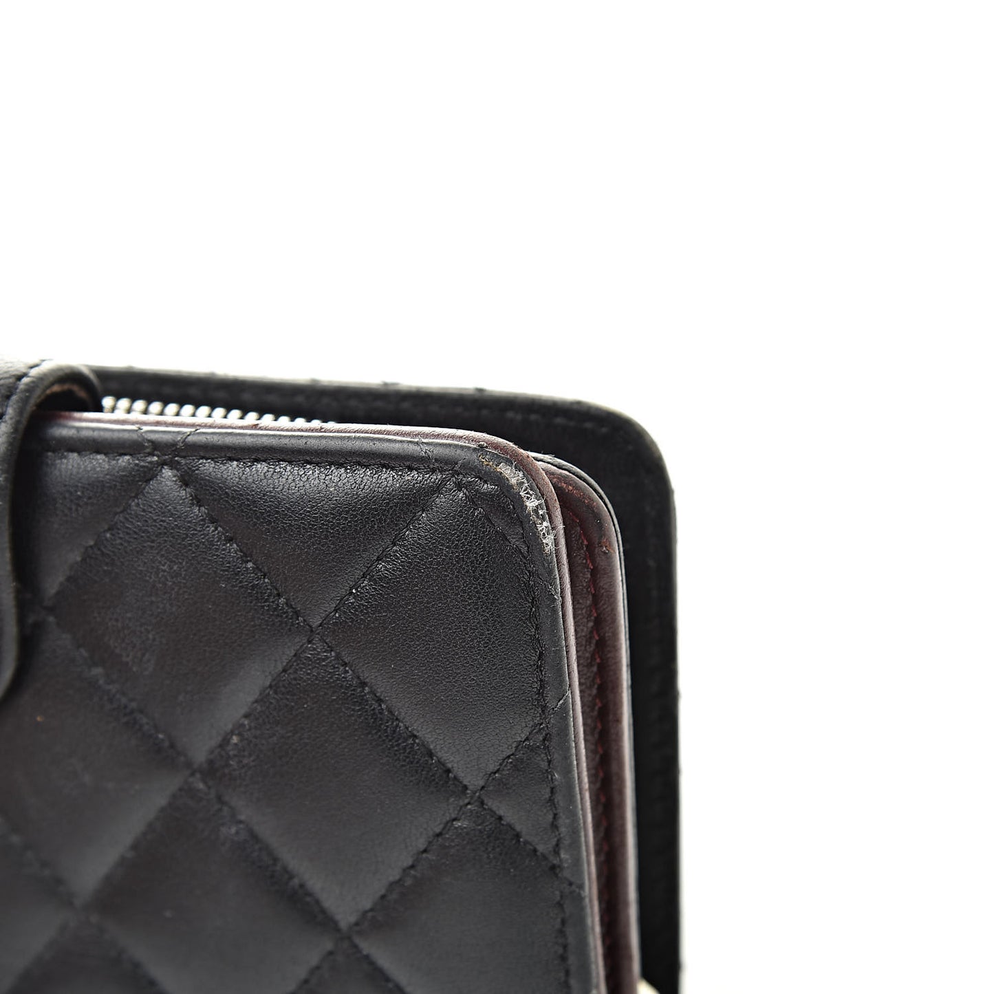 Lambskin Quilted Zipped Pocket Wallet Black