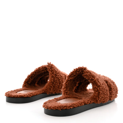 Hermes Woolskin Mens Izmir Sandals 43 Cognac 4 of 7