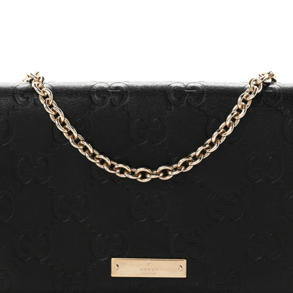 Gucci Guccissima Margaux Calfskin Metal Bar Chain Wallet Black 8 of 10