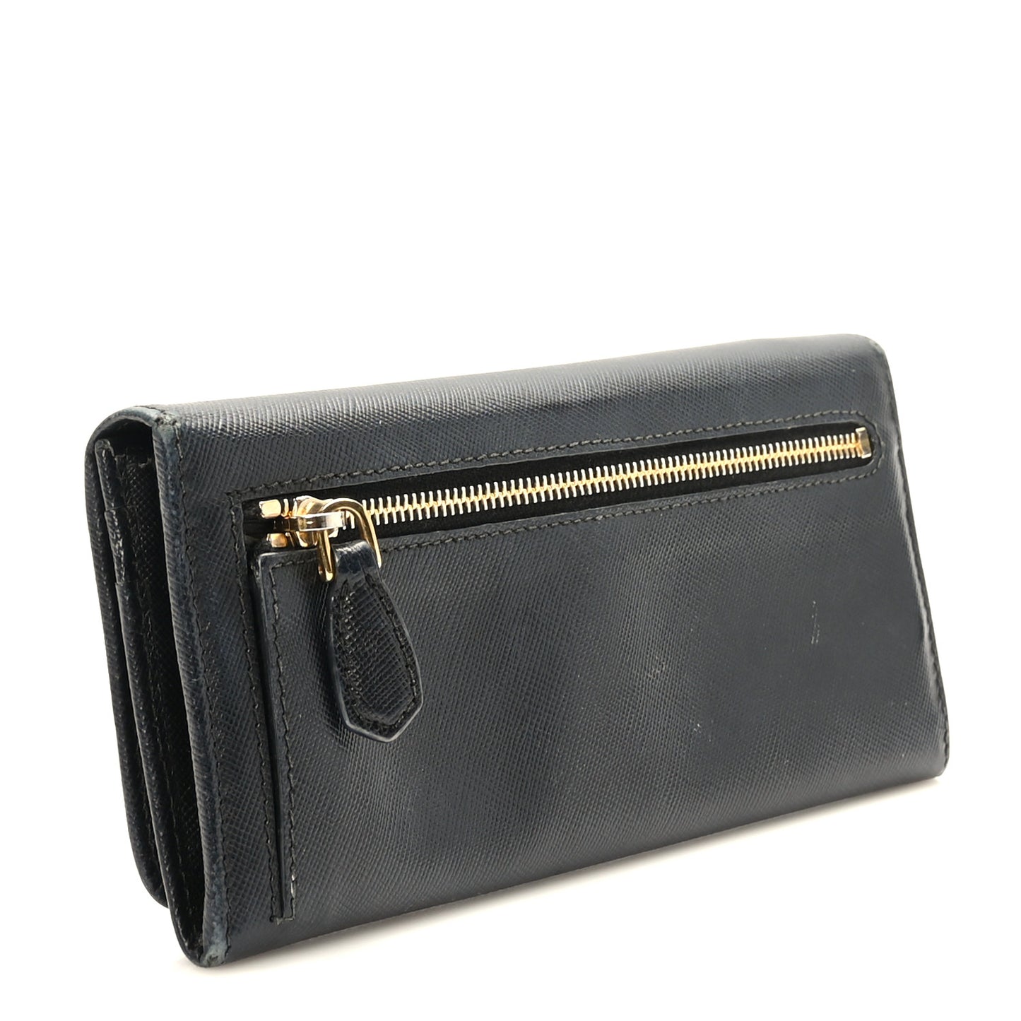 Saffiano Metal Continental Flap Wallet Black