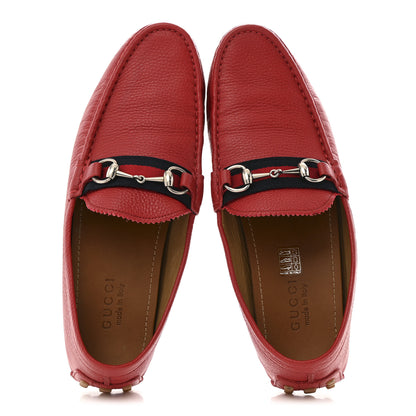 Gucci Road Calfskin Web Mens Horsebit Driver Loafers 10 Rosso 2 of 12